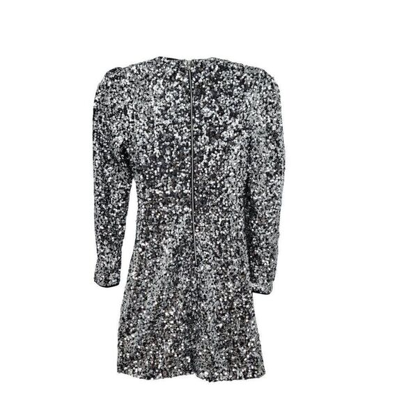 Bardot Womens Sequin Sparkle Dress Sz S Wrap Bodycon Mini Silver Sexy Cocktail - Picture 8 of 12